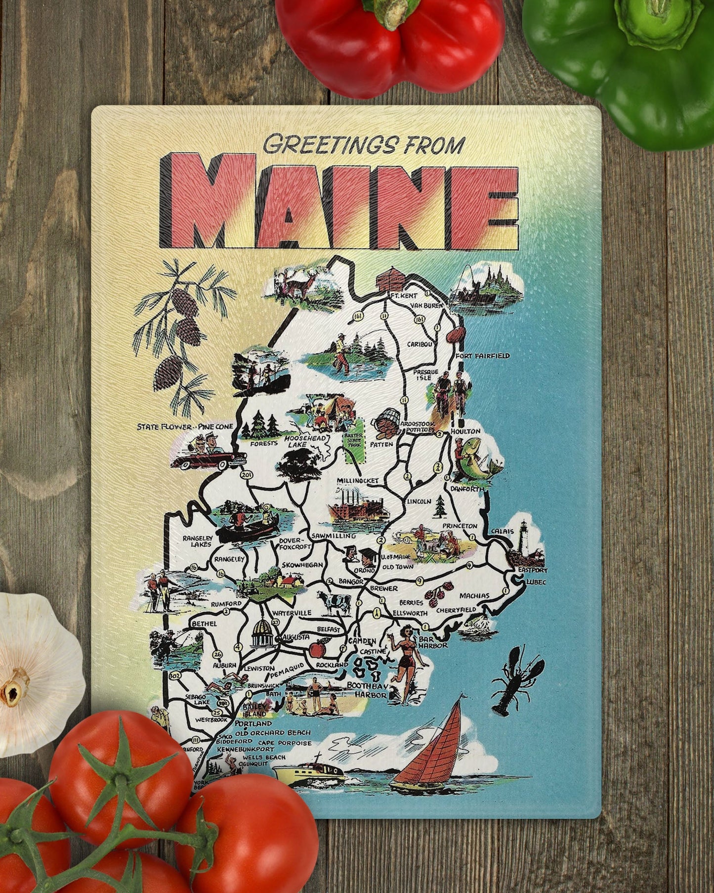 Maine Map Cutting Board | Travel Gift | Kitchen Decor