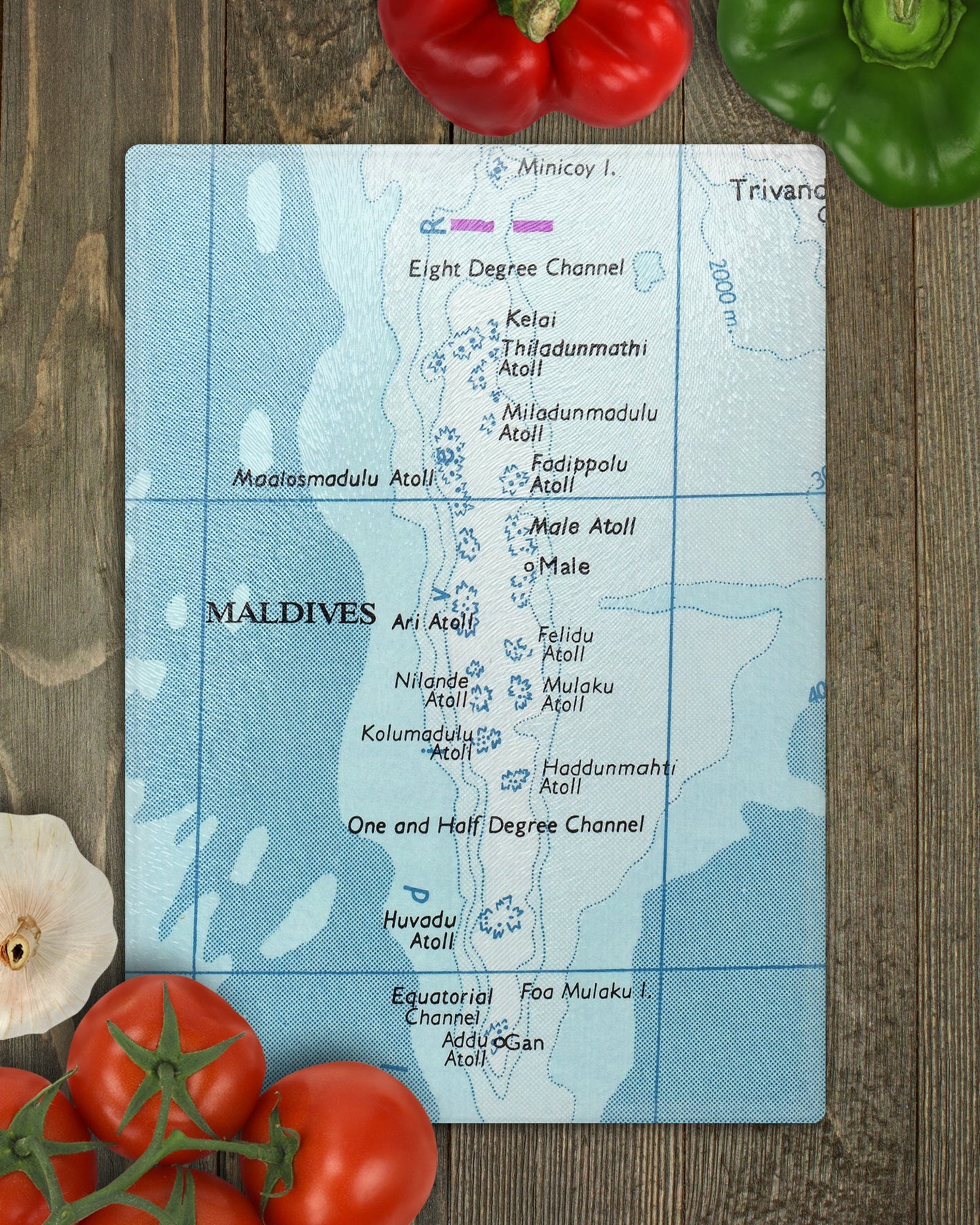 The Maldives Map Cutting Board | Travel Gift | Kitchen Decor