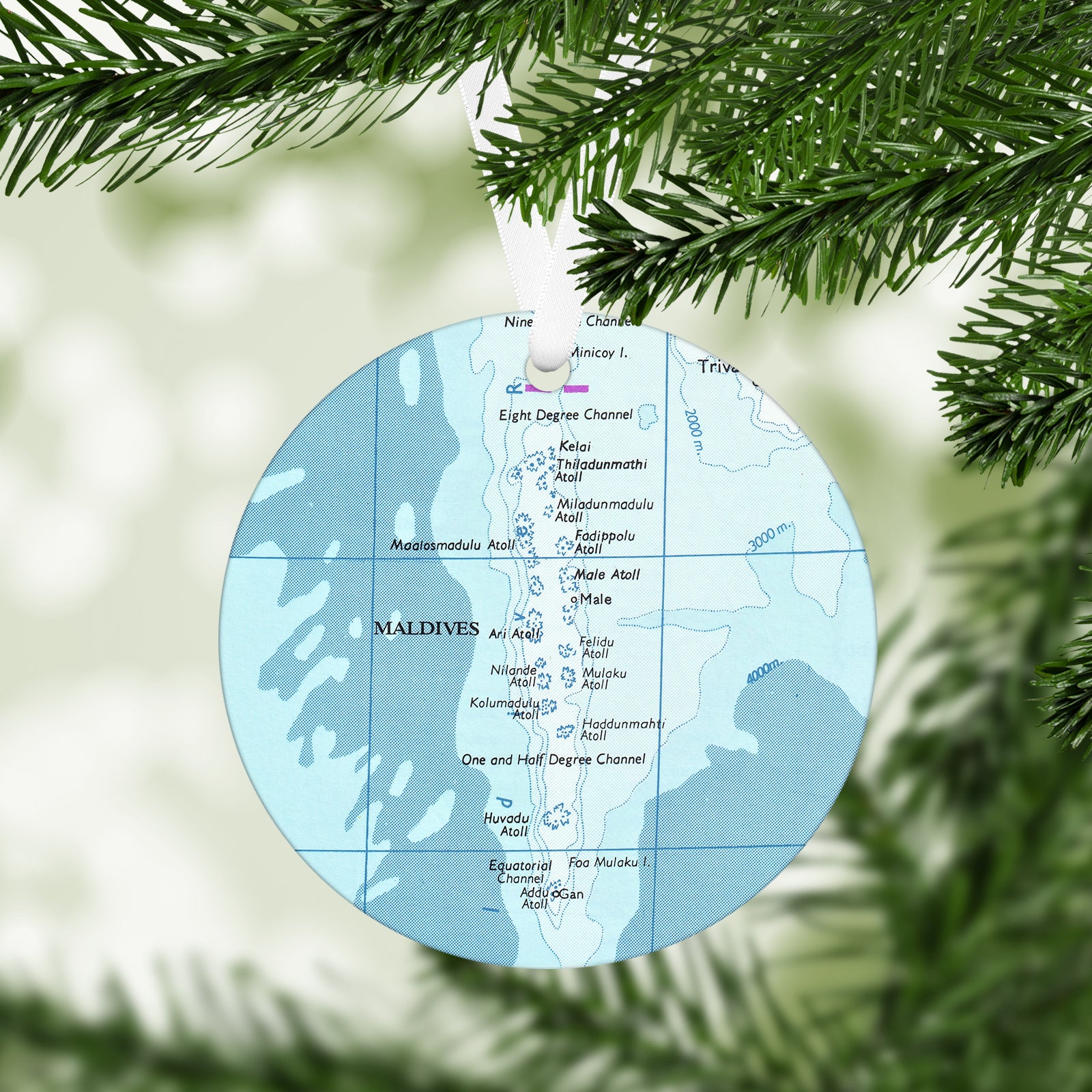 The Maldives Vintage Map Ornament