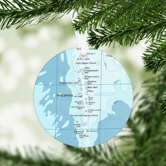 The Maldives Vintage Map Ornament