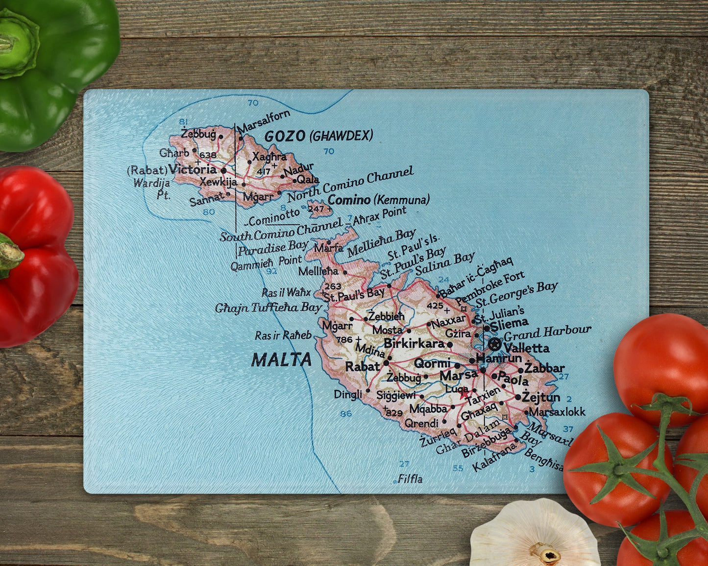 Malta Map Cutting Board | Travel Gift | Kitchen Decor