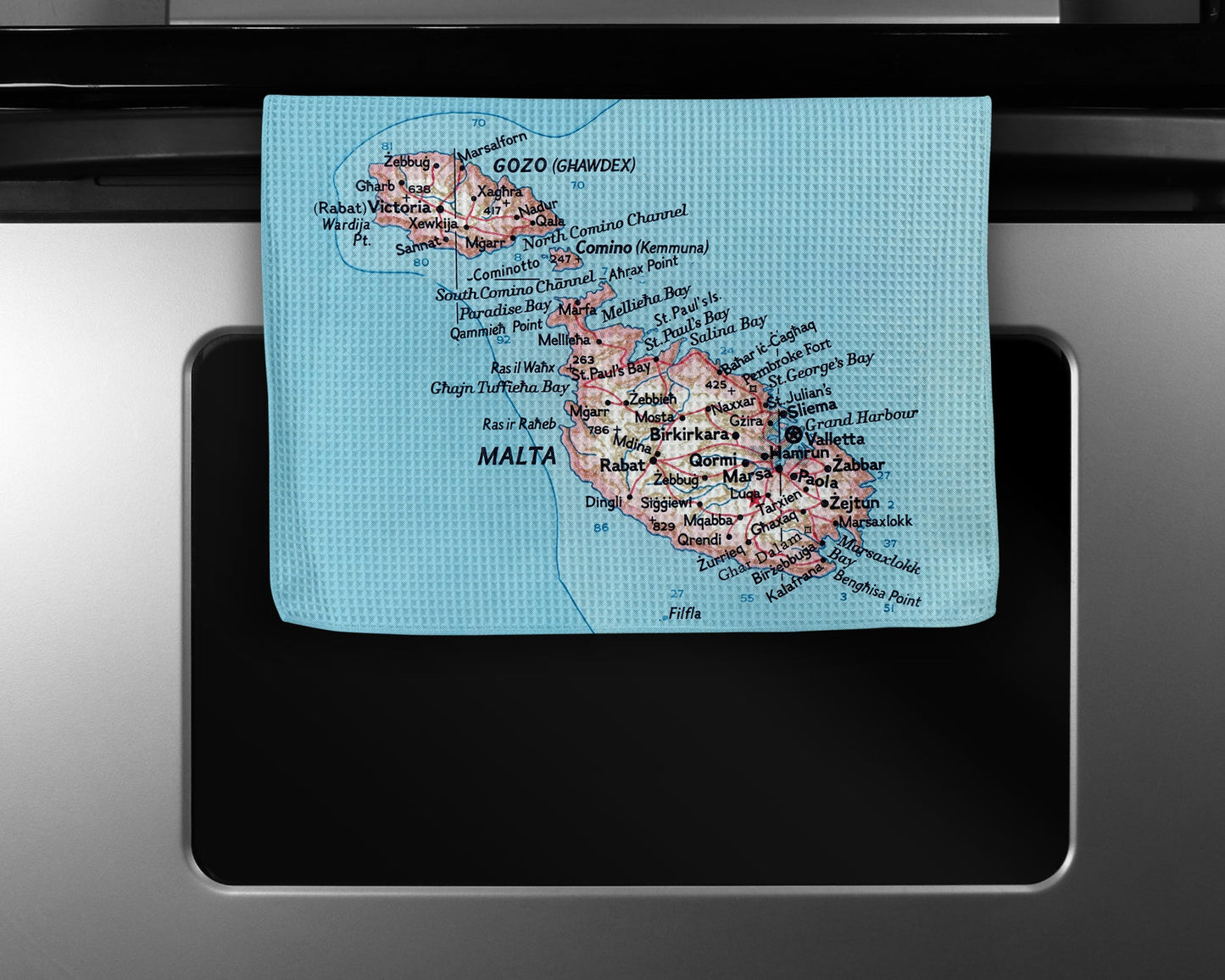 Malta Map Tea Towel | Waffle-Weave Kitchen Towel Gift