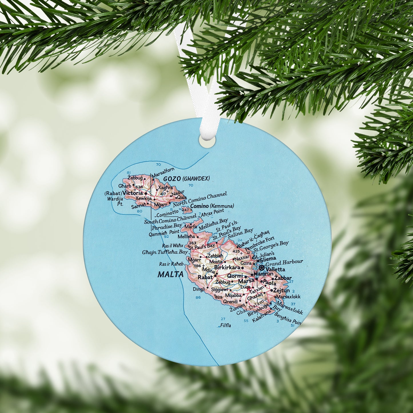Malta Vintage Map Ornament