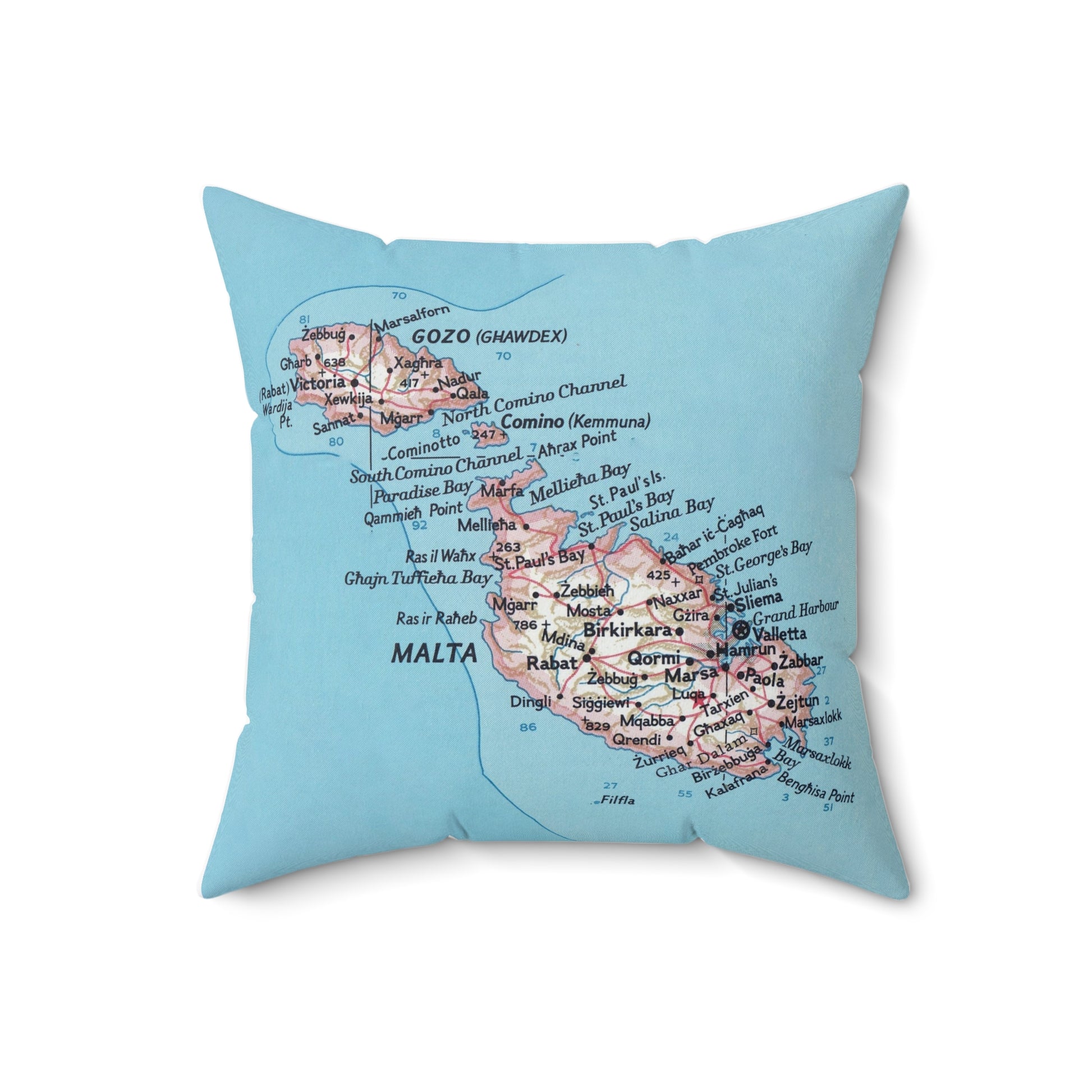 Malta vintage map pillow