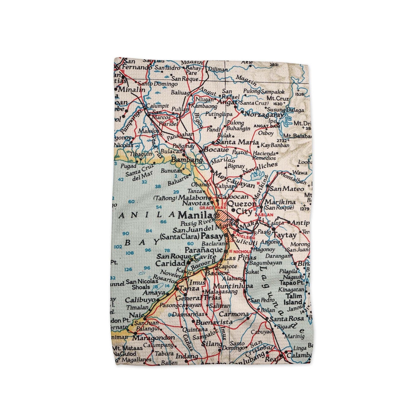Manila Philippines Map Tea Towel | Waffle-Weave Kitchen Towel Gift