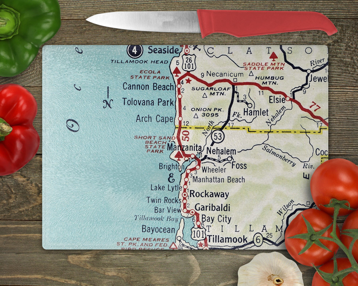Manzanita Oregon Map Cutting Board | Travel Gift | Kitchen Decor