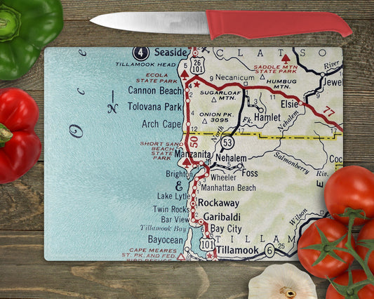 Manzanita Oregon Map Cutting Board | Travel Gift | Kitchen Decor