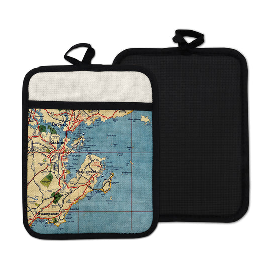 Marblehead Massachusetts vintage map hot pad kitchen decor