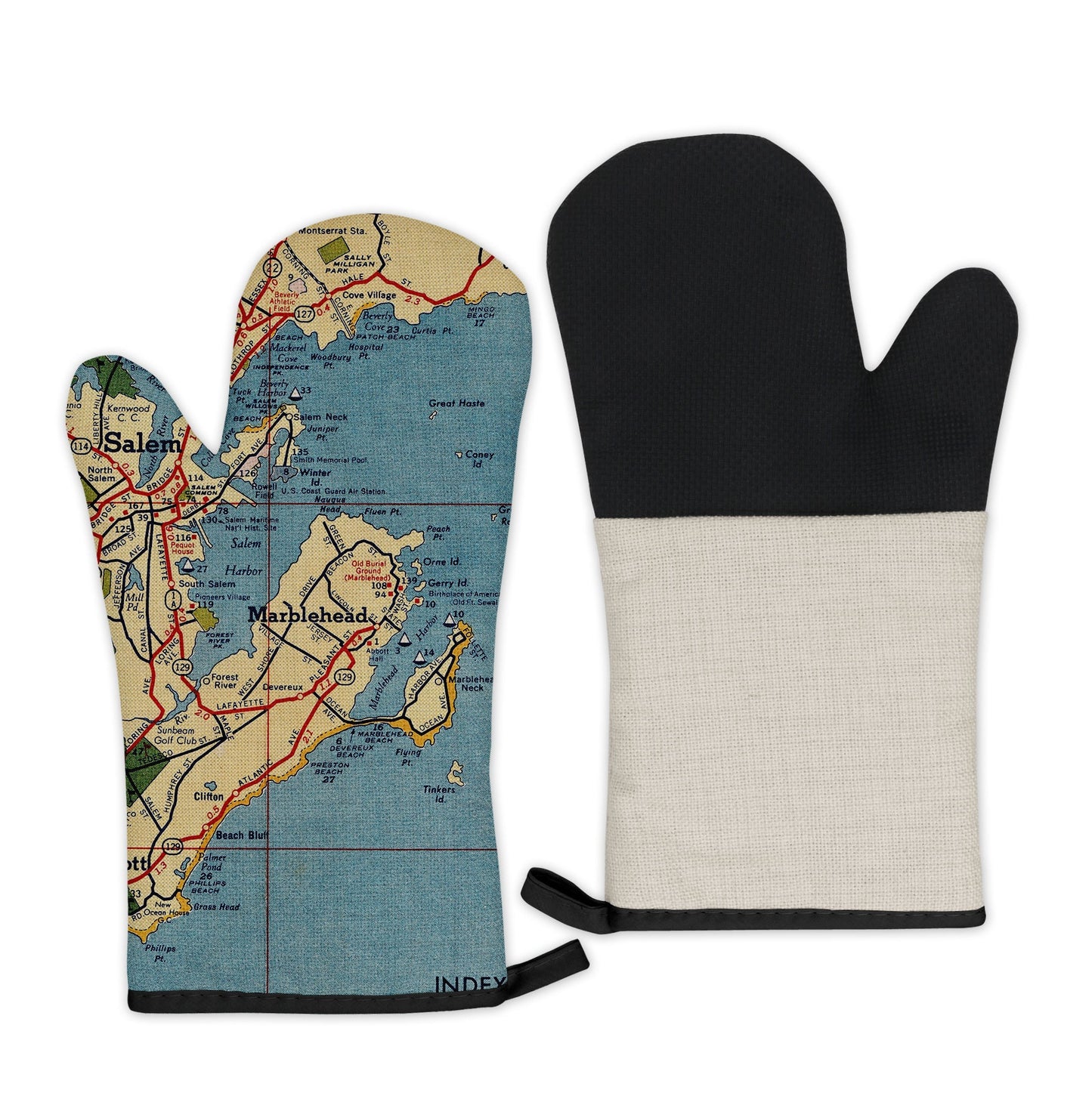 Marblehead, Massachusetts Map Oven Mitt | Vintage-Inspired Kitchen Gift