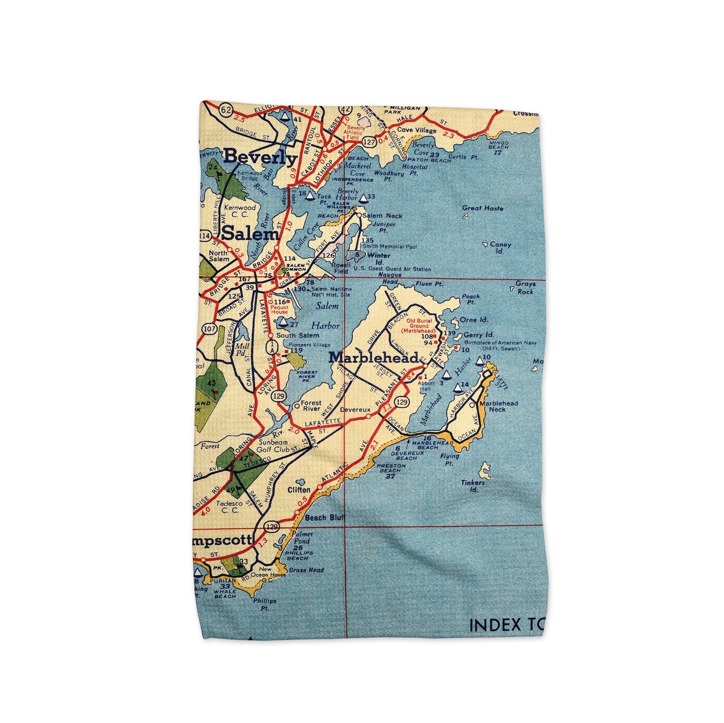 Marblehead Massachusetts Map Tea Towel | Waffle-Weave Kitchen Towel Gift