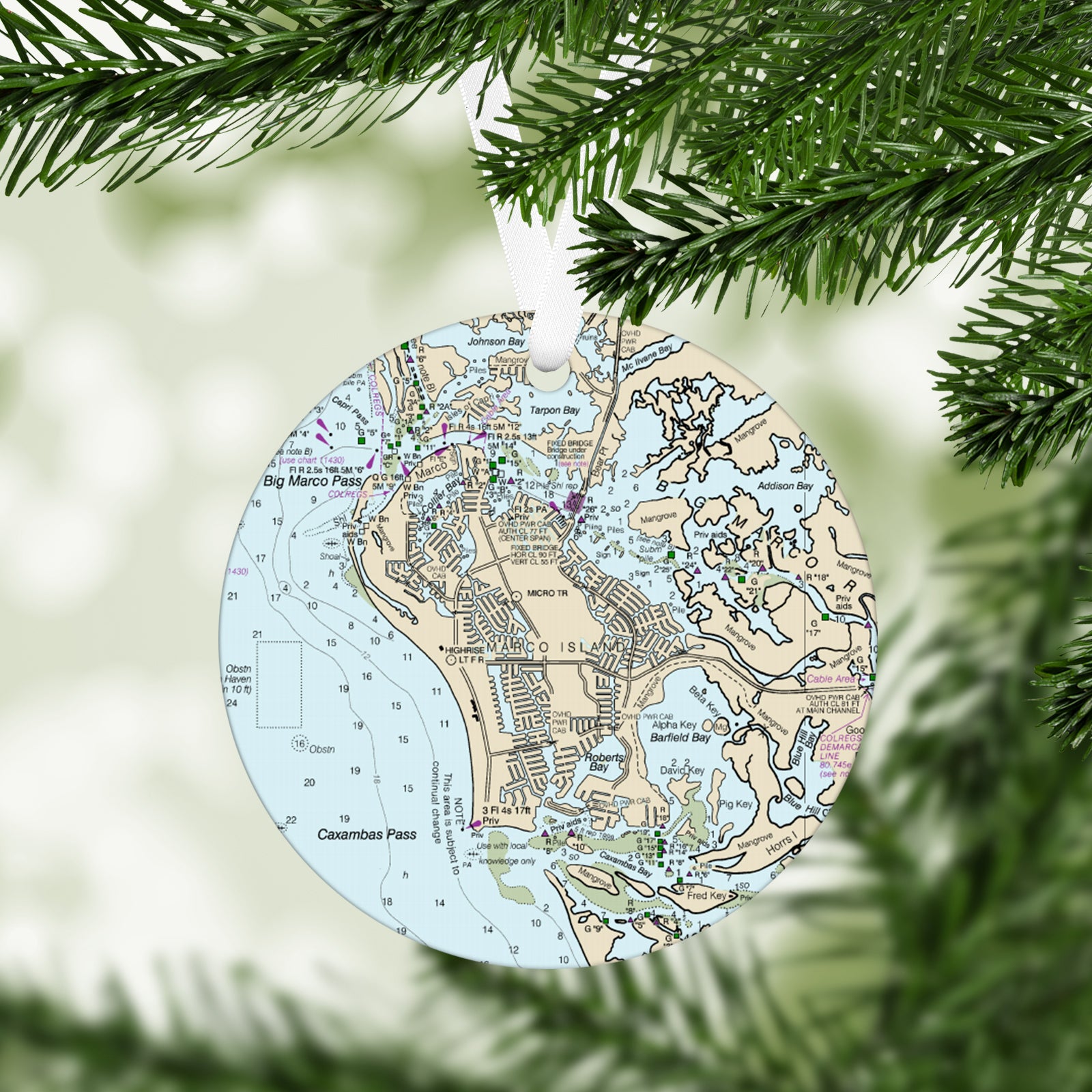 Marco Island Florida Vintage Map Ornament