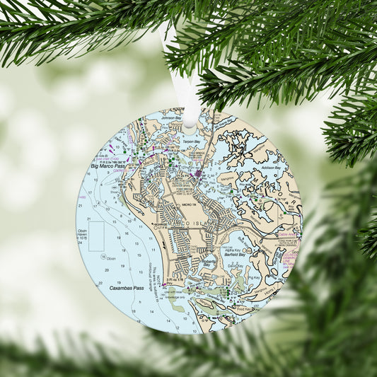 Marco Island Florida Vintage Map Ornament