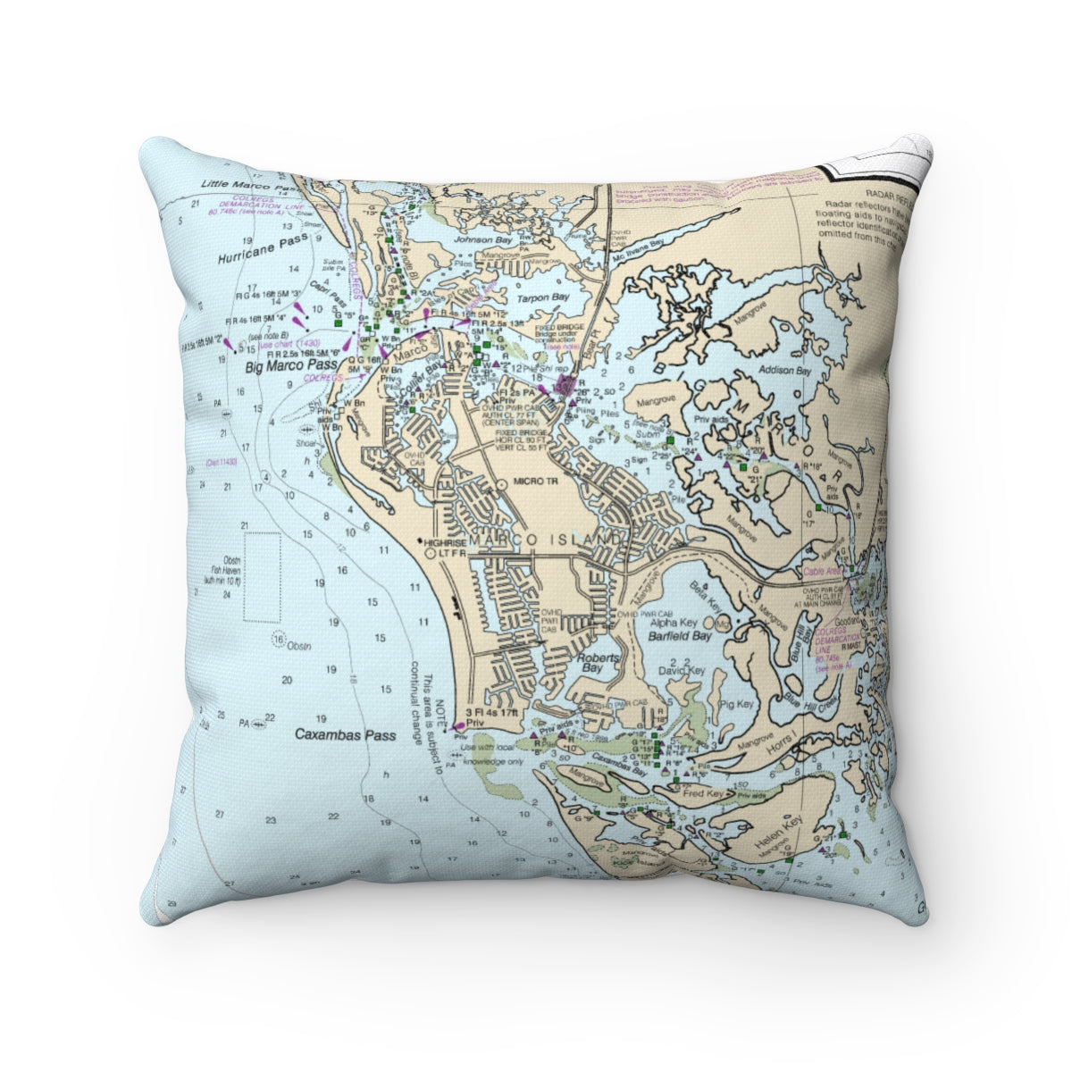Marco Island Florida vintage map pillow