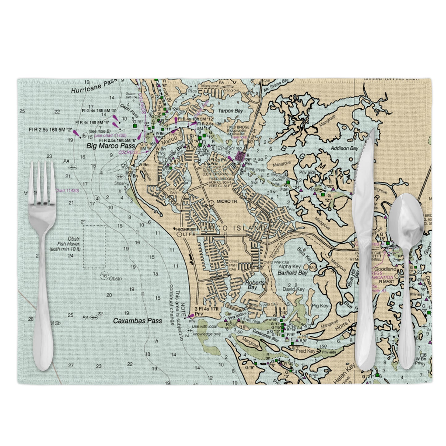 Marco Island Florida Vintage Map Placemats Set of 4