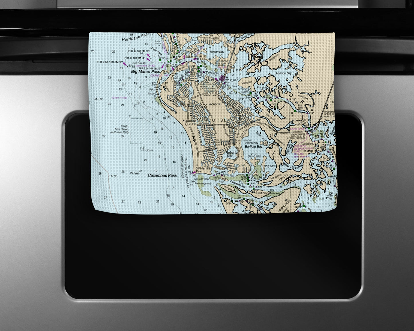 Marco Island Florida Map Tea Towel | Waffle-Weave Kitchen Towel Gift