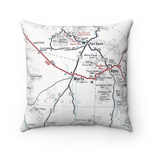 Marfa Texas vintage map pillow