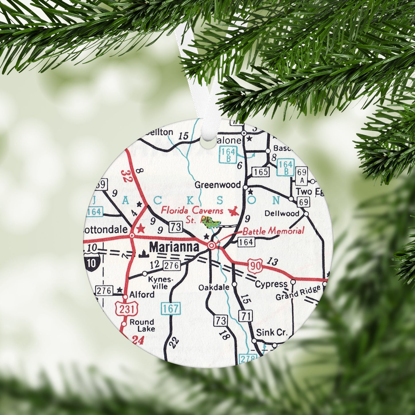 Marianna Florida Vintage Map Ornament