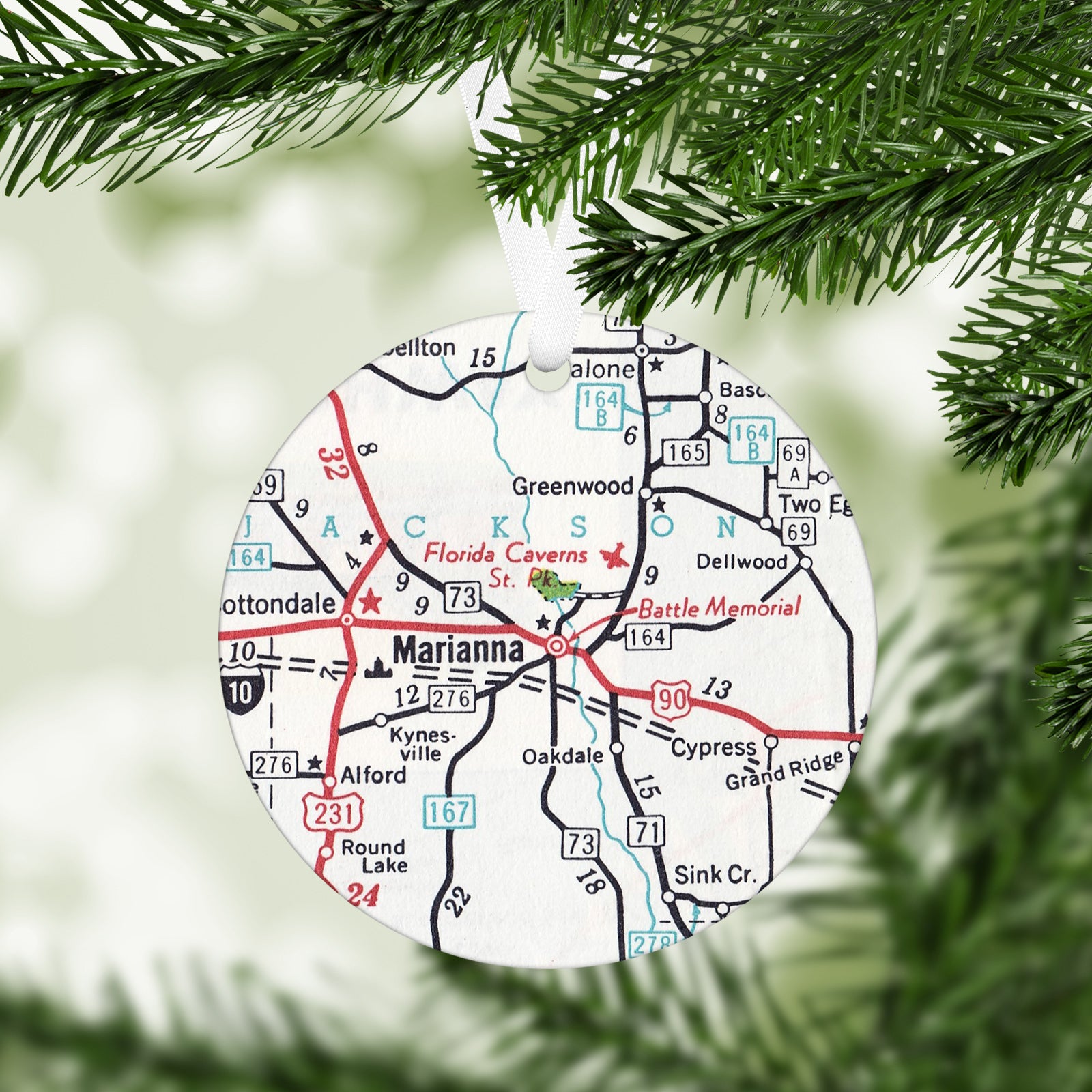 Marianna Florida Vintage Map Ornament
