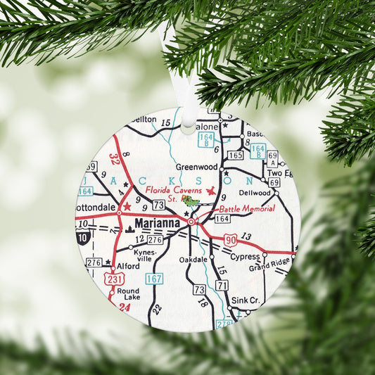 Marianna Florida Vintage Map Ornament