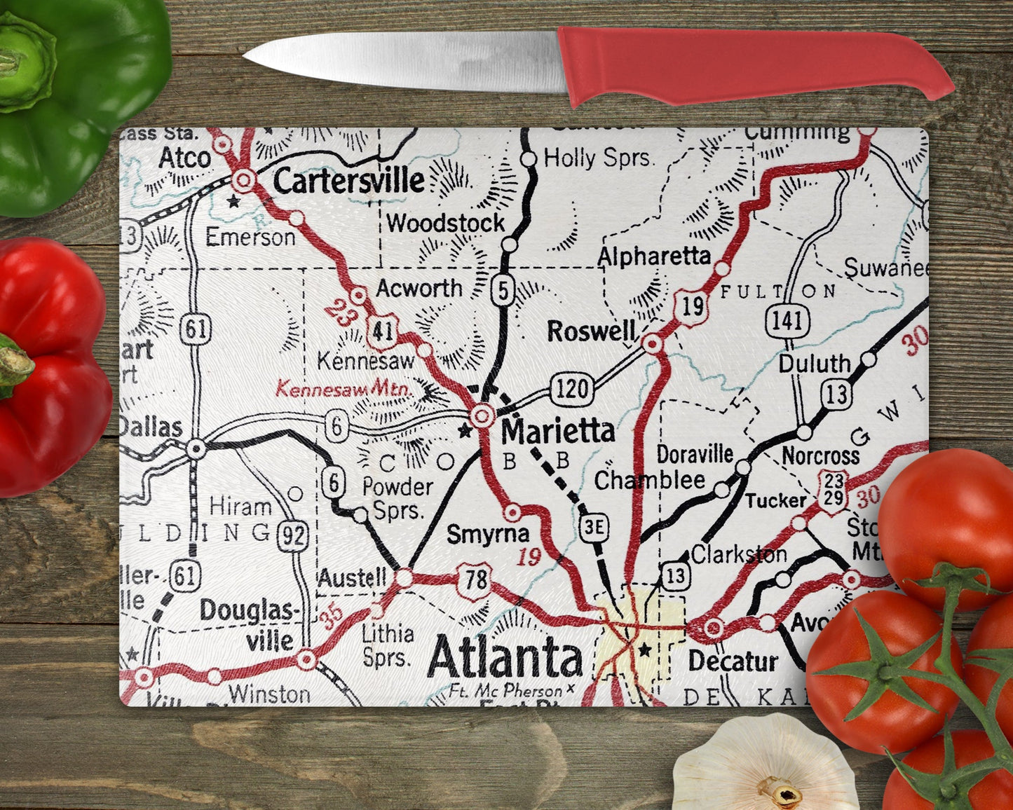 Marietta Georgia Map Cutting Board | Travel Gift | Kitchen Decor