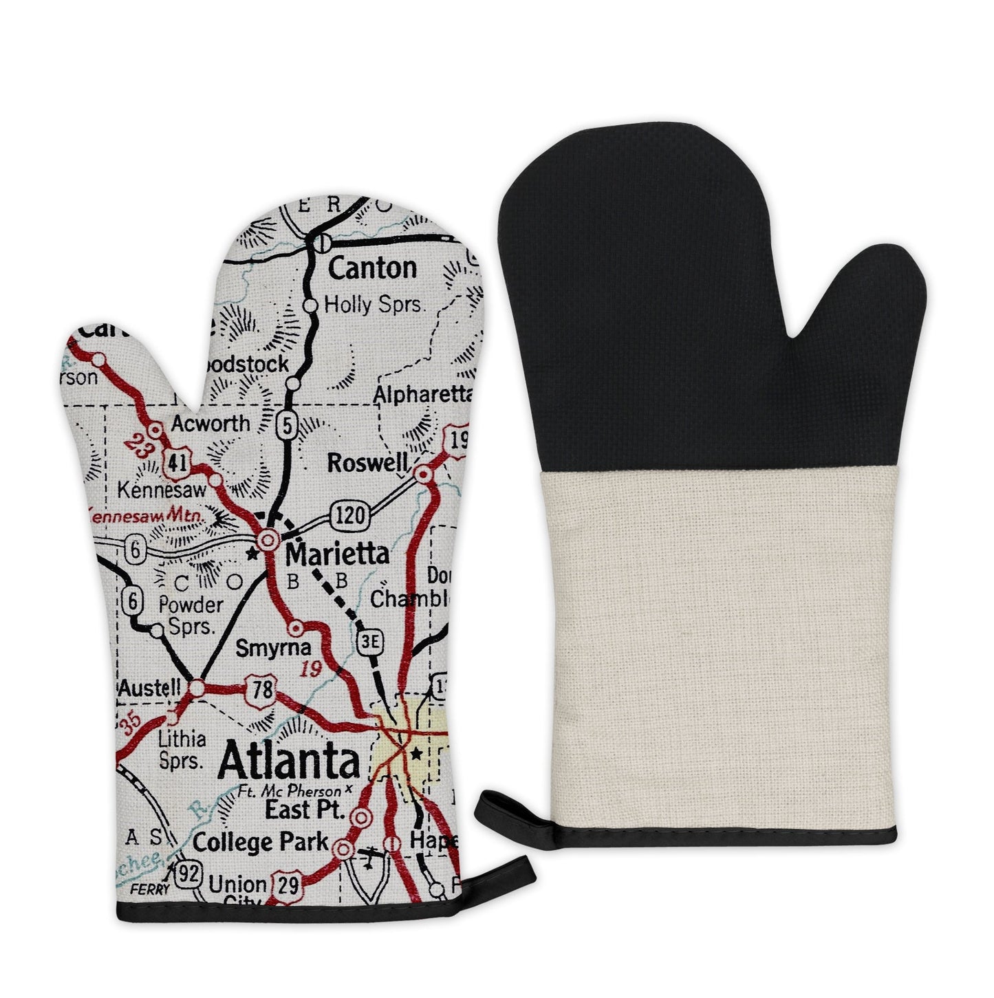 Marietta, Georgia Map Oven Mitt | Vintage-Inspired Kitchen Gift