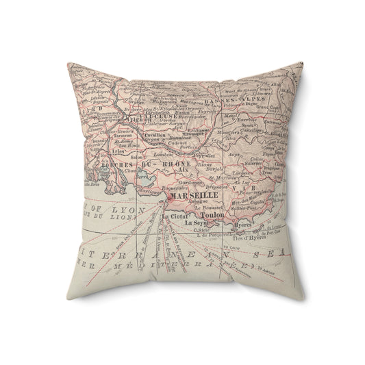 Marseille France vintage map pillow