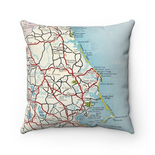 Marshfield Massachusetts vintage map pillow