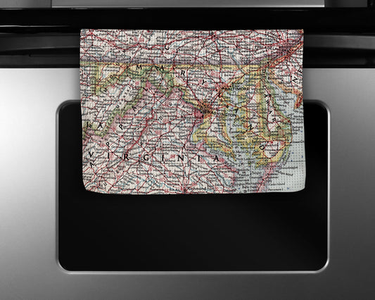 Maryland Map Tea Towel | Waffle-Weave Kitchen Towel Gift