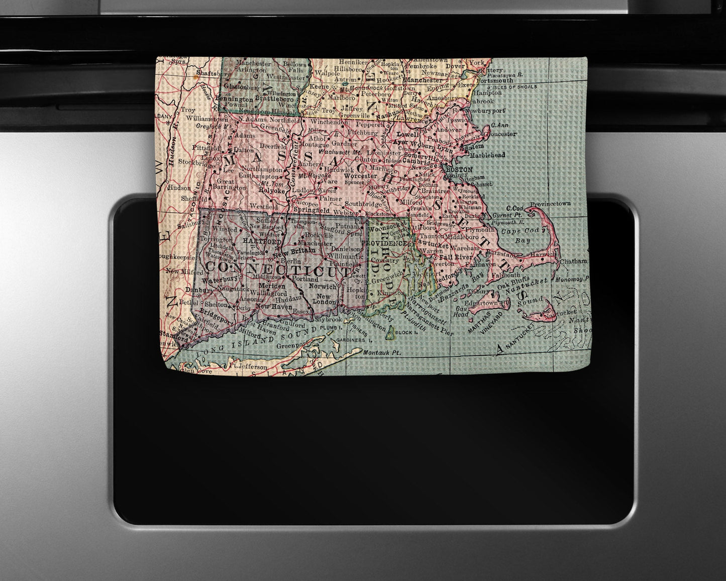 Massachusetts Map Tea Towel | Waffle-Weave Kitchen Towel Gift