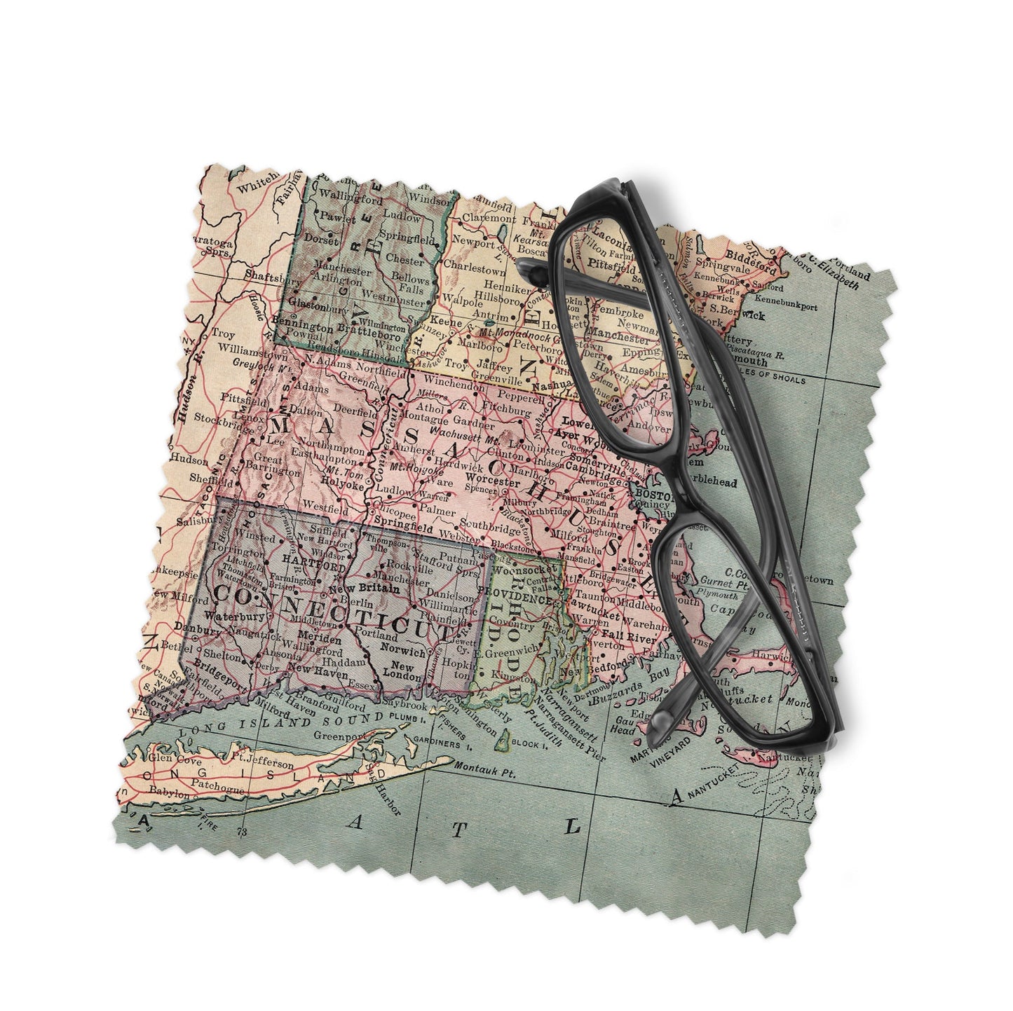 Massachusetts Map Lens Cloth | Massachusetts Microfiber Glasses Cleaner | Travel Gift