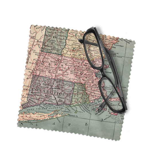 Massachusetts Map Lens Cloth | Massachusetts Microfiber Glasses Cleaner | Travel Gift