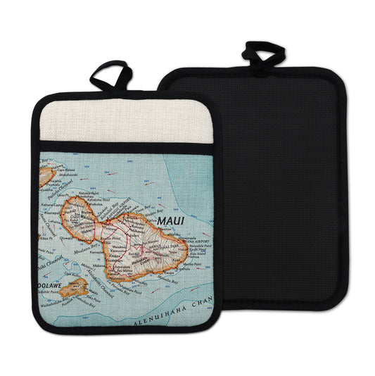 Maui Hawaii vintage map hot pad kitchen decor