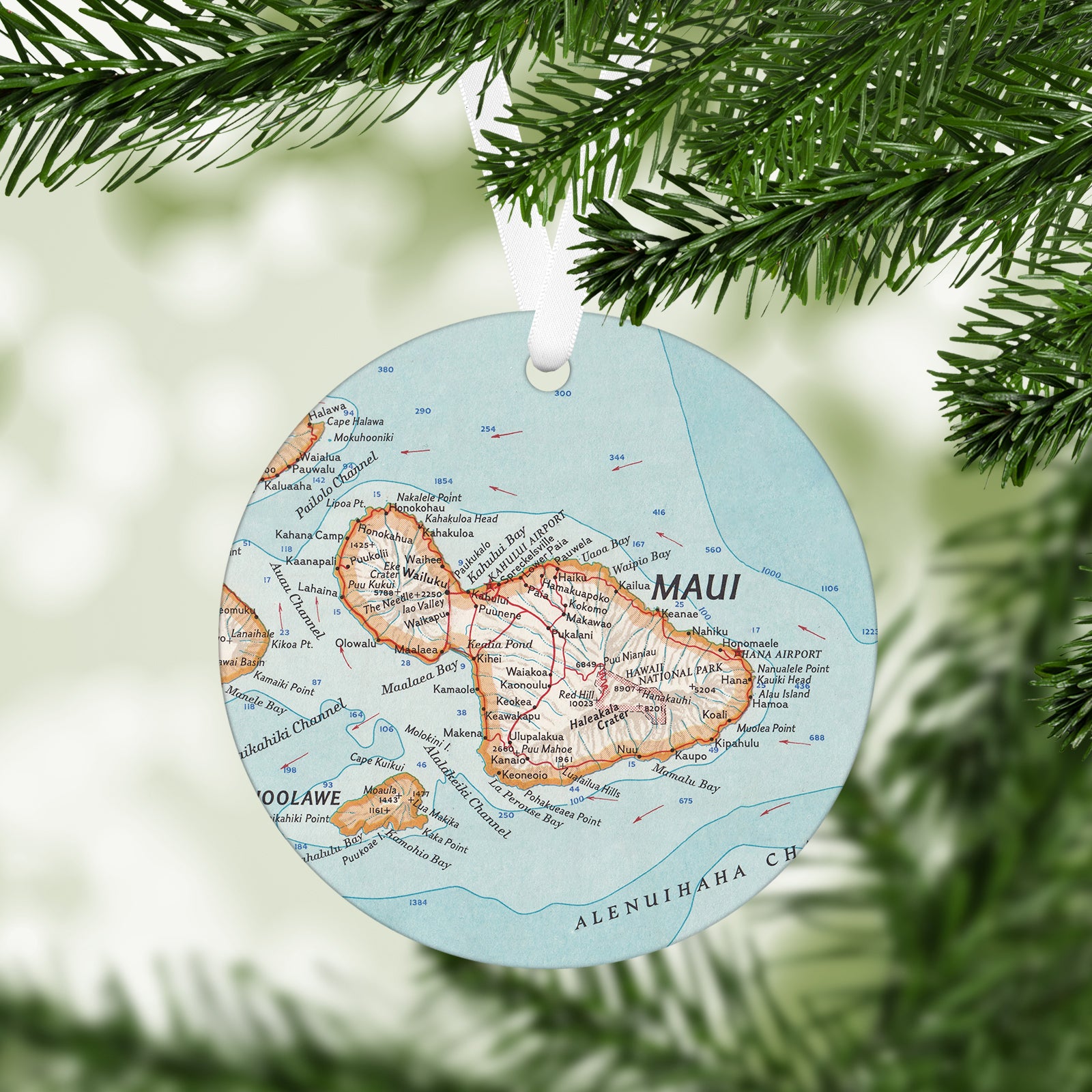 Maui Hawaii Vintage Map Ornament