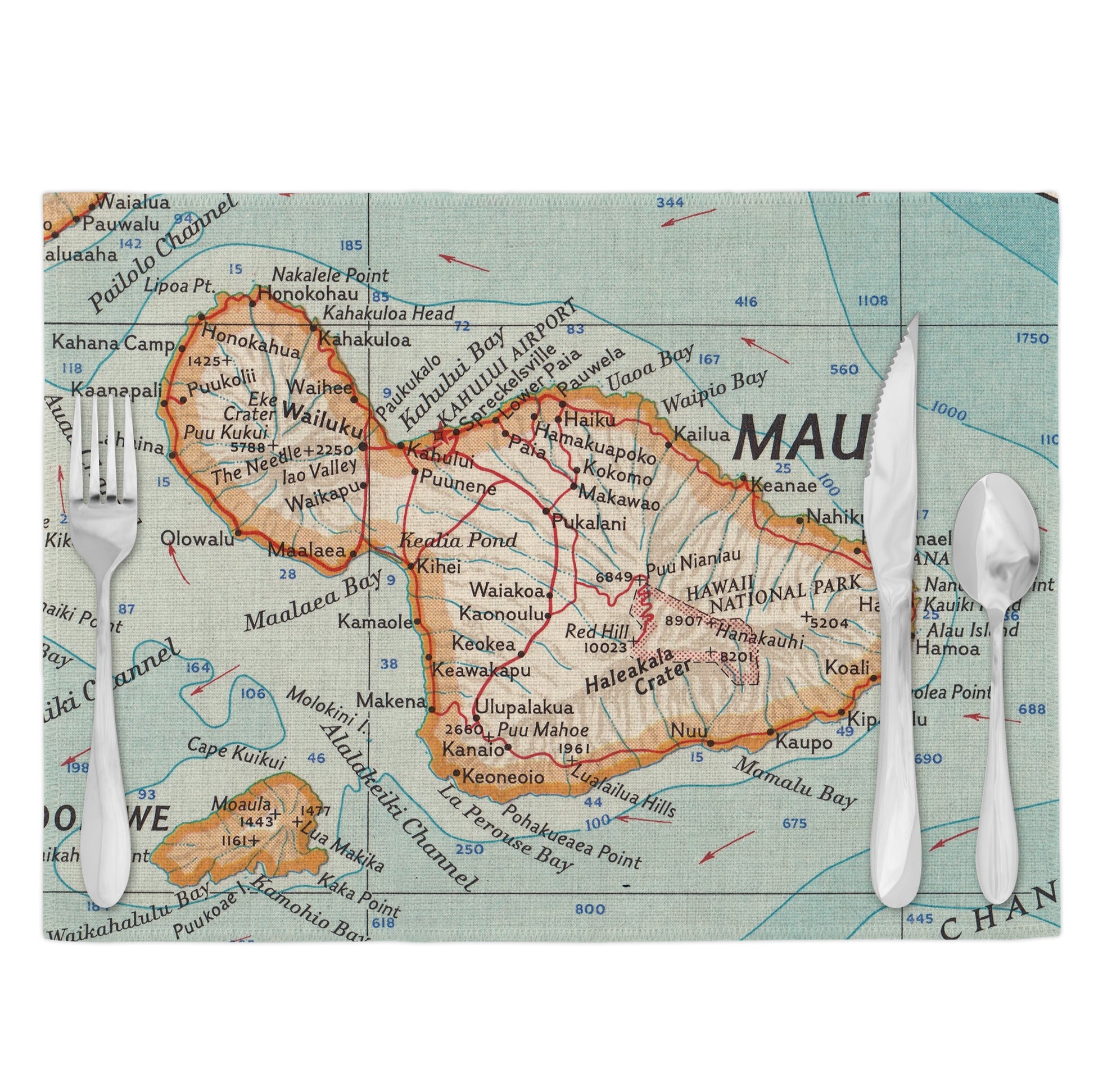 Maui Hawaii Vintage Map Placemats Set of 4