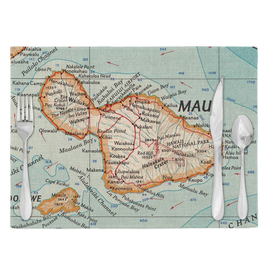 Maui Hawaii Vintage Map Placemats Set of 4