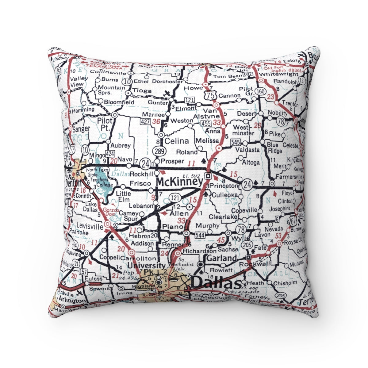 McKinney Texas vintage map pillow