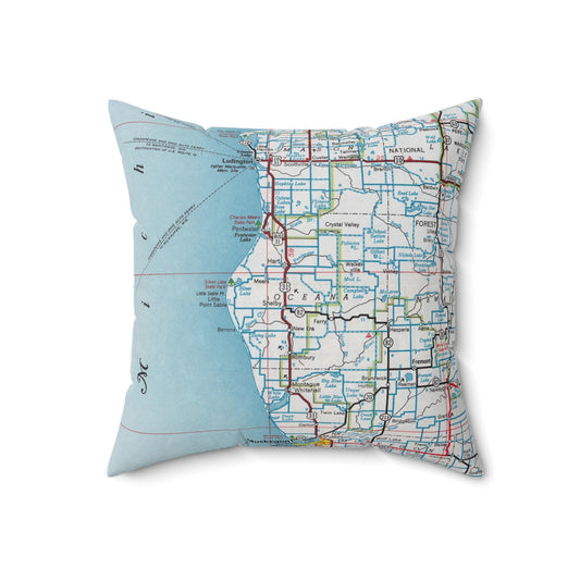 Mears Michigan vintage map pillow