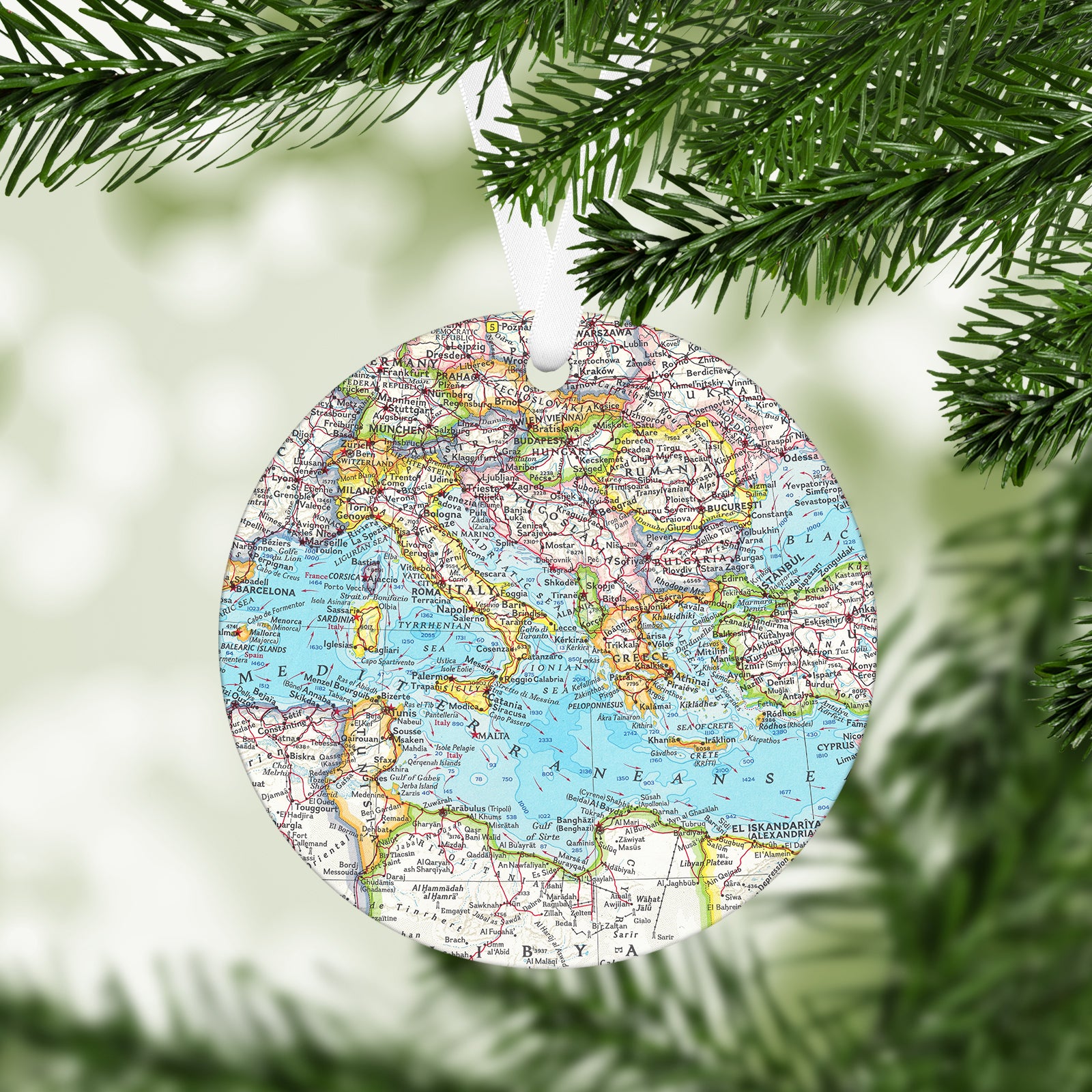 Mediterranean Sea Vintage Map Ornament