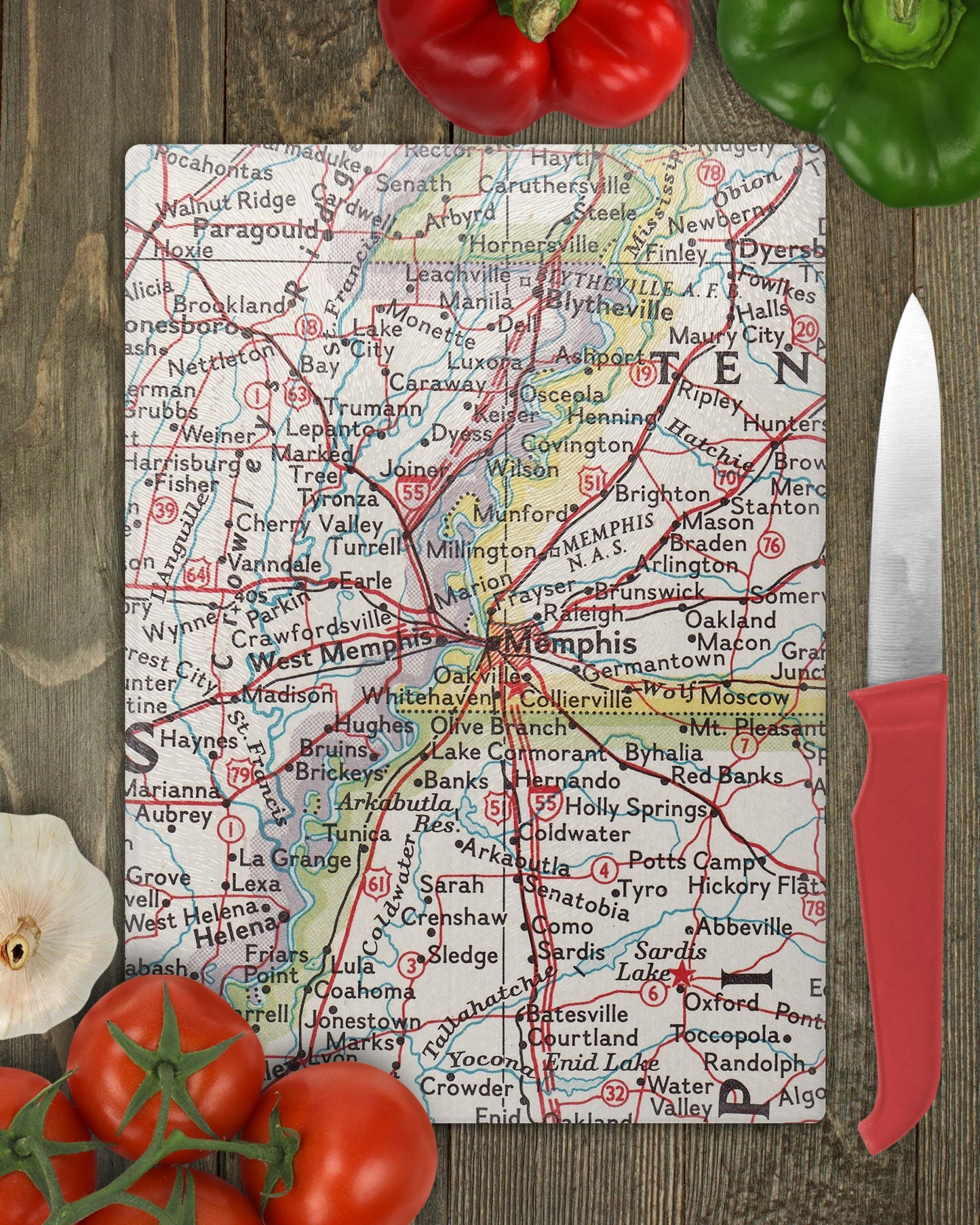 Memphis Tennessee Map Cutting Board | Travel Gift | Kitchen Decor