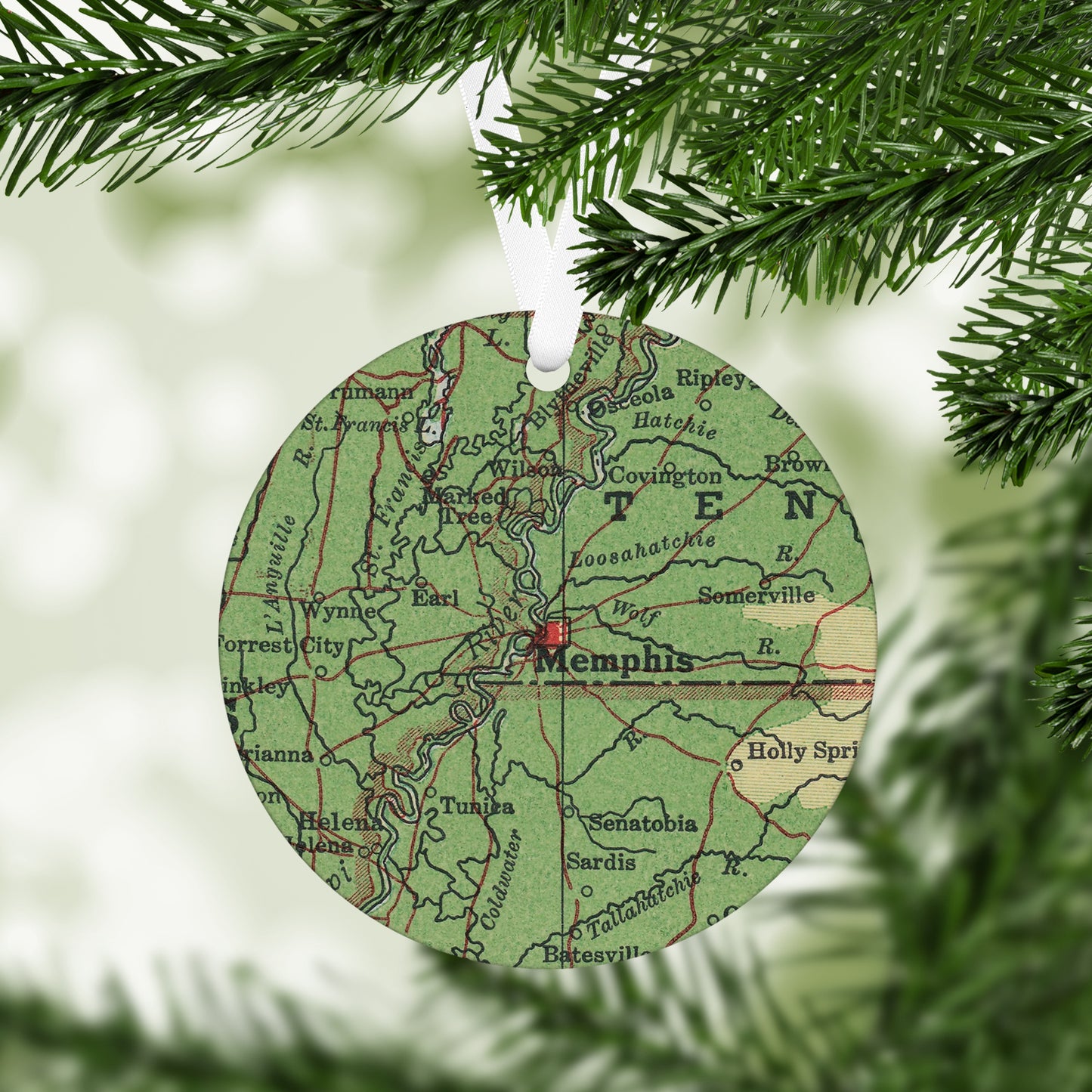 Memphis Tennessee Vintage Map Ornament