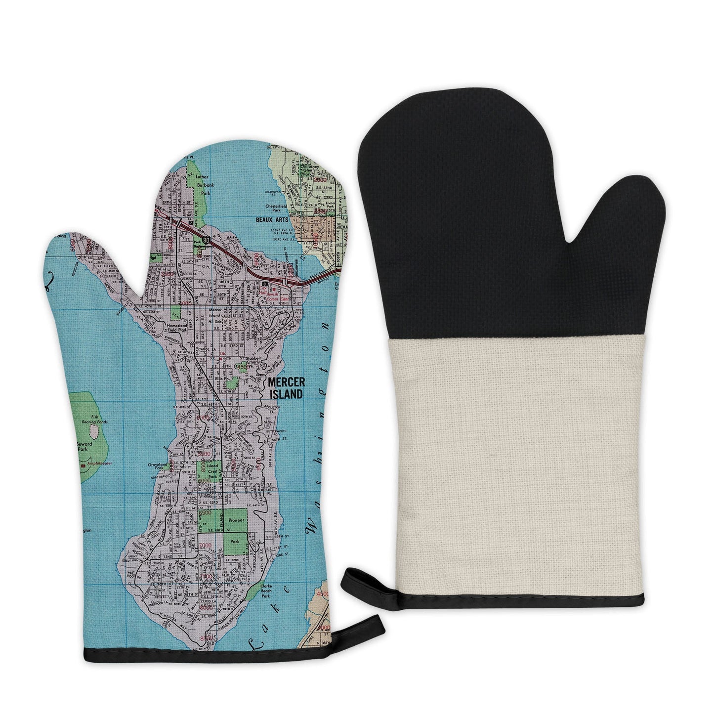 Mercer Island, Washington Map Oven Mitt | Vintage-Inspired Kitchen Gift