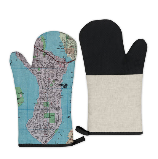 Mercer Island, Washington Map Oven Mitt | Vintage-Inspired Kitchen Gift