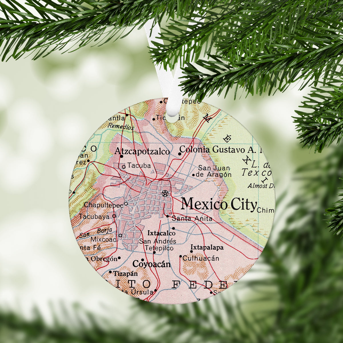Mexico City Vintage Map Christmas Ornament | Travel Gift
