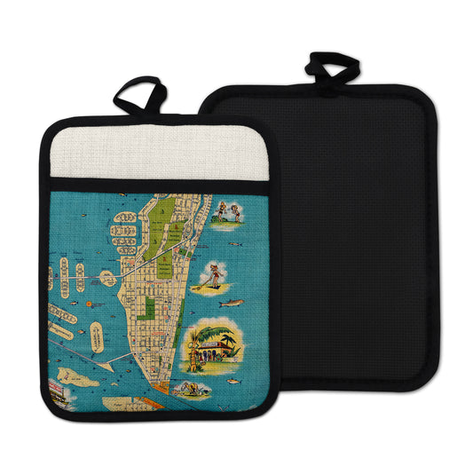 Miami Beach Florida vintage map hot pad kitchen decor
