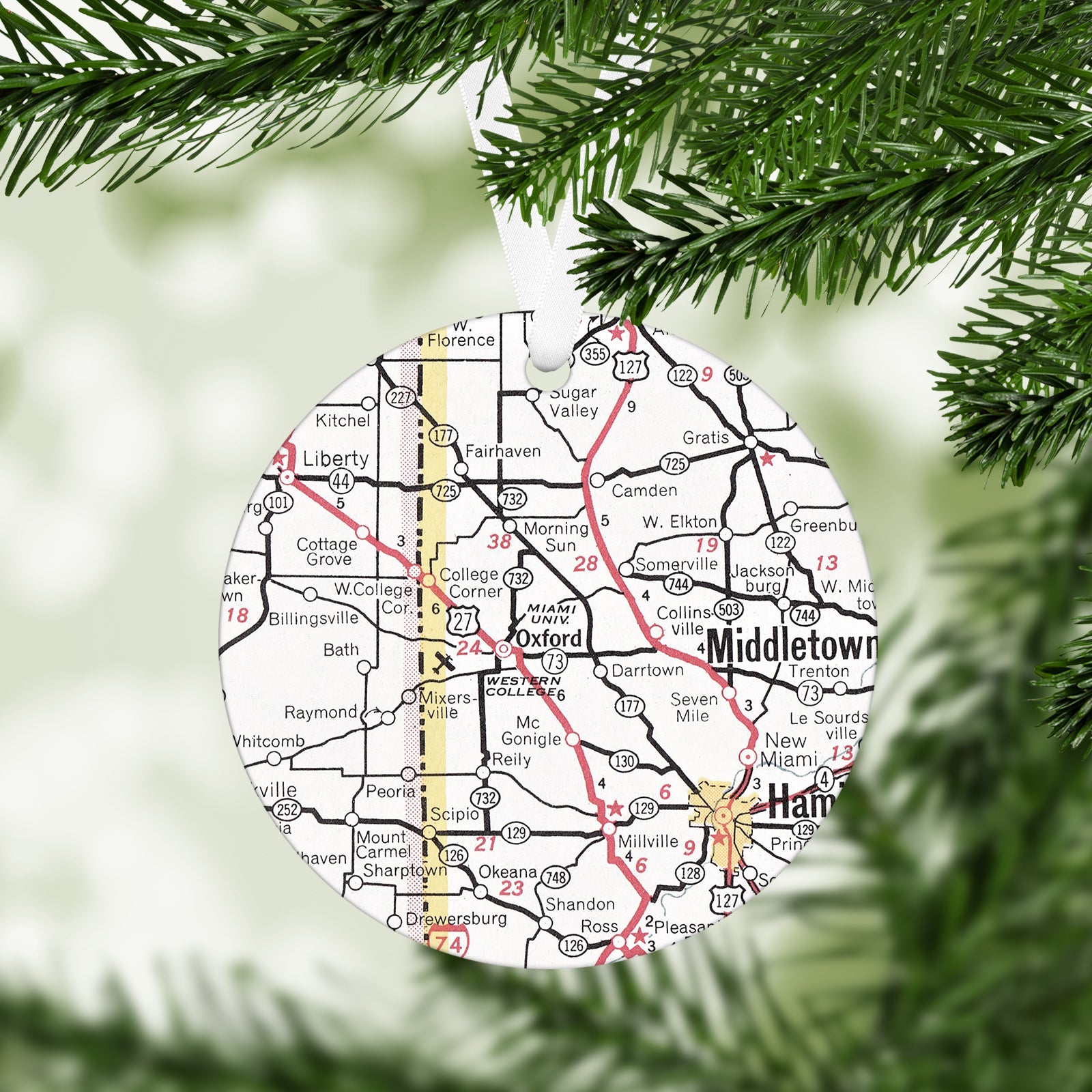 Miami University Ohio Vintage Map Ornament