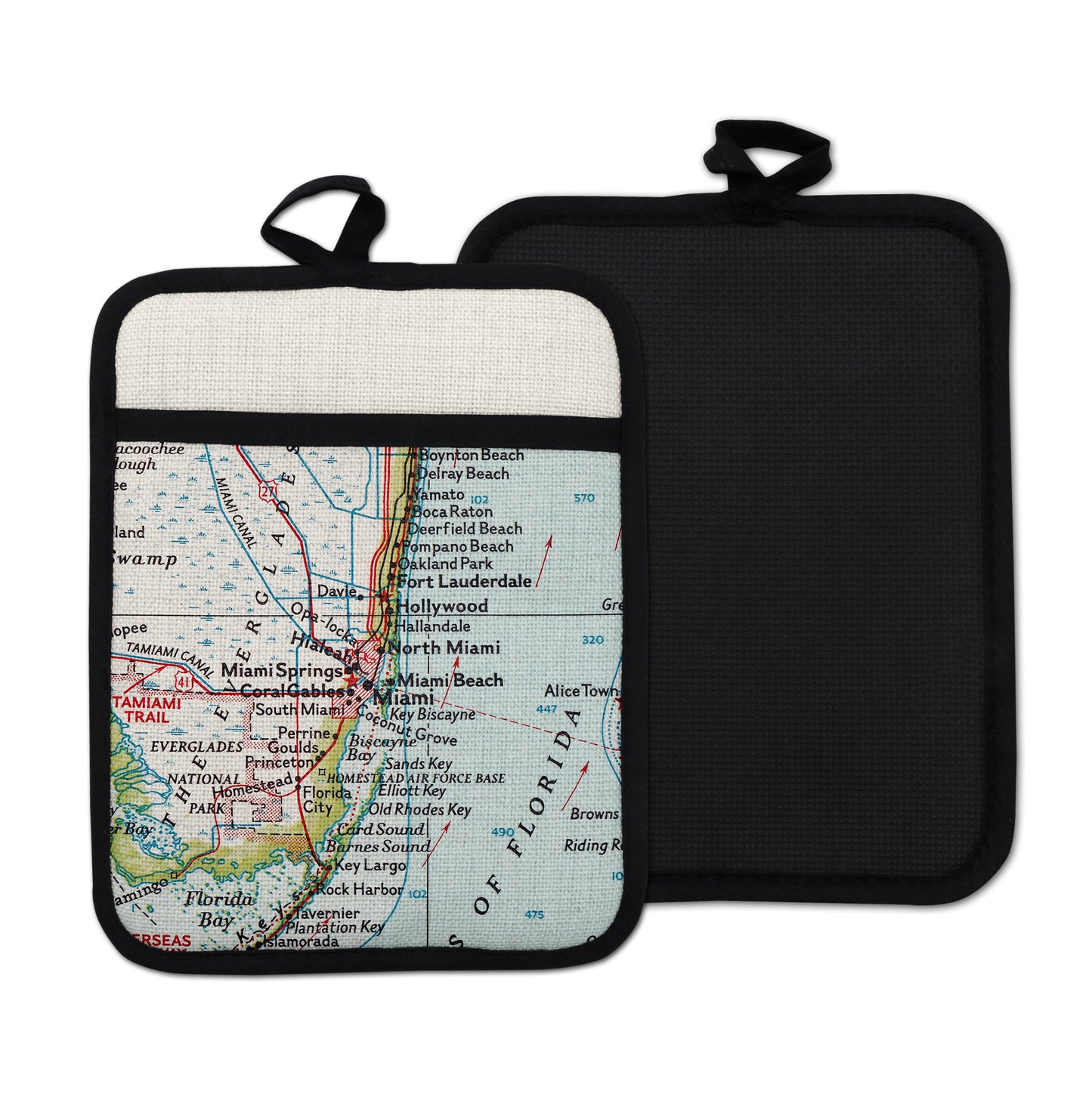 Miami Florida vintage map hot pad kitchen decor
