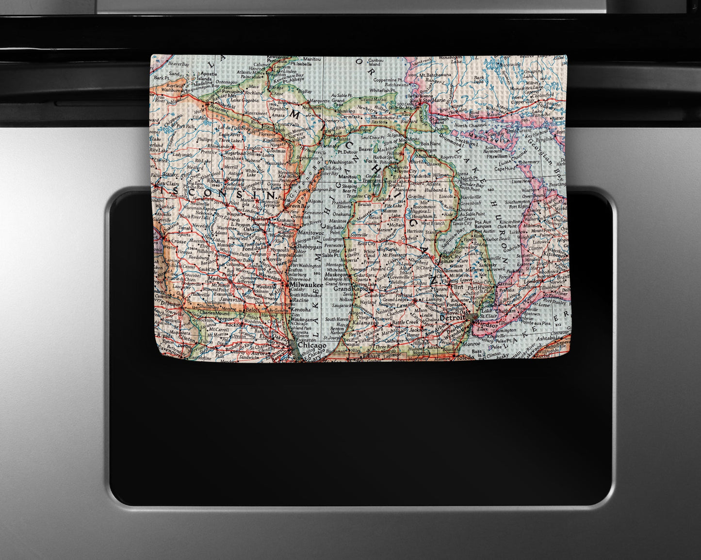 Michigan Map Tea Towel | Waffle-Weave Kitchen Towel Gift