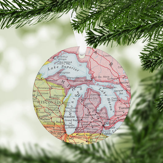 Michigan Vintage Map Ornament
