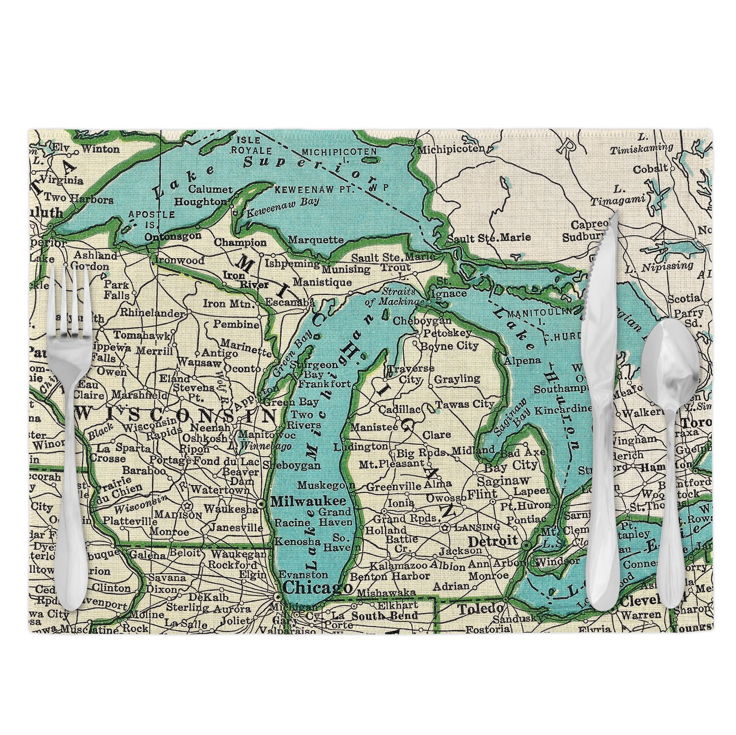 Michigan Vintage Map Placemats Set of 4