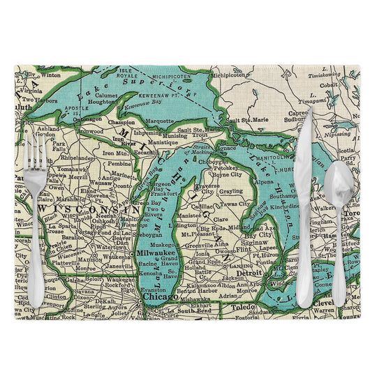 Michigan Vintage Map Placemats Set of 4